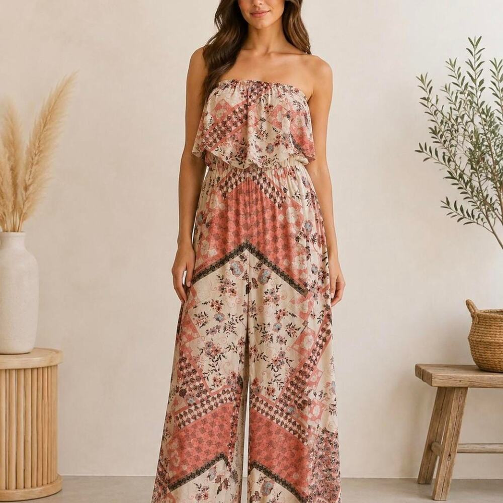 Beautiful strapless wide leg jumpsuit -Large